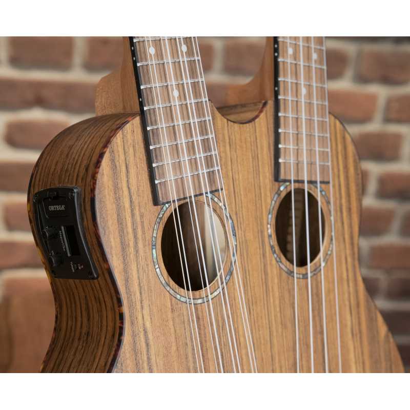 Ortega HYDRA Ukulele Tenore Elettrificato a Doppio Manico con Custodia - immagine 2