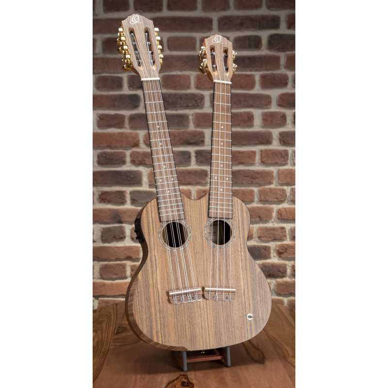 Ortega HYDRA Ukulele Tenore Elettrificato a Doppio Manico con Custodia