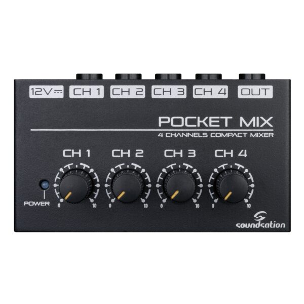 SOUNDSATION Pocket-mix MINI MIXER A 4 CANALI CON ALIMENTATORE