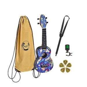 KEIKI K2-SP PACK UKULELE SOPRANO CON ACCORDATORE, TRACOLLA, PLETTRI E BORSA